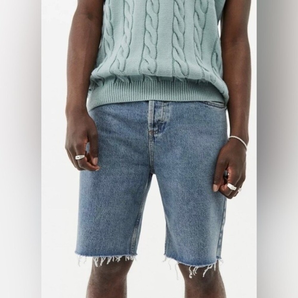 BDG Light Wash Slim Straight Leg Dad Fit Shorts Blue Size 36